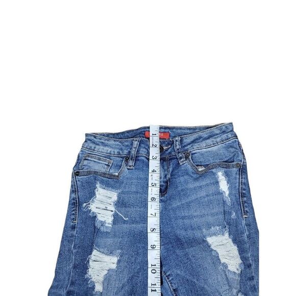 Guess Capri Pants Women Sz 0 Vintage 90s Blue Denim‎ Distressed Everyday - Picture 5 of 6